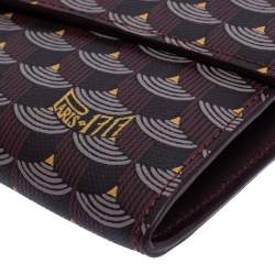 Pre Owned Faure Le Page Burgundy Coated Canvas Continental Wallet