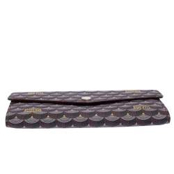 Pre Owned Faure Le Page Burgundy Coated Canvas Continental Wallet