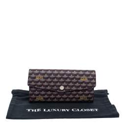 Pre Owned Faure Le Page Burgundy Coated Canvas Continental Wallet