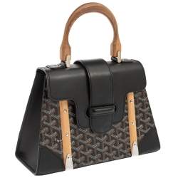 مملوكة مسبقًا Goyard Black Coated Canvas and Leather PM Saigon Top Handle Bag