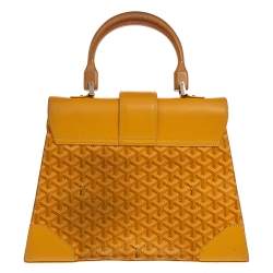 Pre Owned Goyard Yellow Coated Canvas and Leather MM Saigon Top Handle Bag