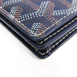 Pre Owned Goyard Navy Blue Coated Canvas Richelieu Wallet