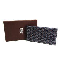 Pre Owned Goyard Navy Blue Coated Canvas Richelieu Wallet