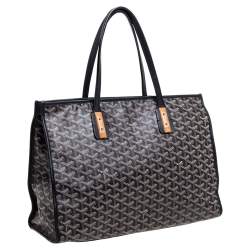 Pre Owned Goyard Black Goyardine Coated Canvas and Leather Marquises Tote