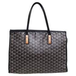 Pre Owned Goyard Black Goyardine Coated Canvas and Leather Marquises Tote