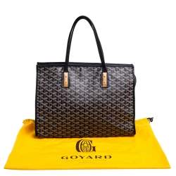 Pre Owned Goyard Black Goyardine Coated Canvas and Leather Marquises Tote