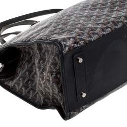 Pre Owned Goyard Black Goyardine Coated Canvas and Leather Marquises Tote