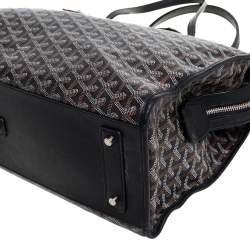 Pre Owned Goyard Black Goyardine Coated Canvas and Leather Marquises Tote