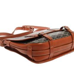 Pre Owned Goyard Brown Goyardine Coated Canvas and Leather Belvedere MM Saddle Bag