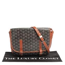 Pre Owned Goyard Brown Goyardine Coated Canvas and Leather Belvedere MM Saddle Bag
