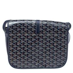 Goyard Navy Blue Goyardine Coated Canvas and Leather Belvedere MM Saddle Bag