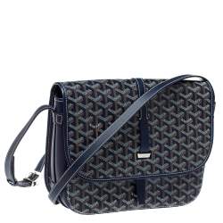 Goyard Navy Blue Goyardine Coated Canvas and Leather Belvedere MM Saddle Bag