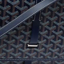 Goyard Navy Blue Goyardine Coated Canvas and Leather Belvedere MM Saddle Bag