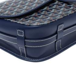 Goyard Navy Blue Goyardine Coated Canvas and Leather Belvedere MM Saddle Bag