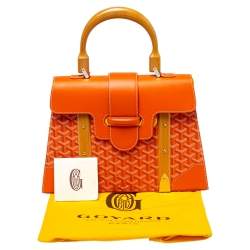 Pre Owned حقيبة غويارد سايغون متوسطة يد علوية جلد و كانفاس غوياردين مقوى برتقالي