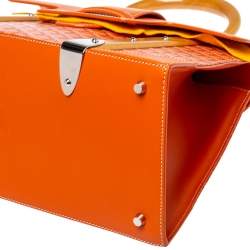 Pre Owned حقيبة غويارد سايغون متوسطة يد علوية جلد و كانفاس غوياردين مقوى برتقالي