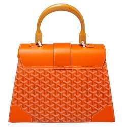 Pre Owned حقيبة غويارد سايغون متوسطة يد علوية جلد و كانفاس غوياردين مقوى برتقالي