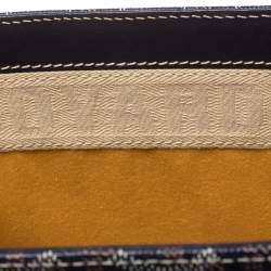 Pre Owned Goyard Navy Blue Goyardine Coated Canvas and Leather PM Saigon Top Handle Bag