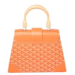 Pre Owned Goyard Orange Coated Canvas and Leather Saigon PM Top Handle Bag