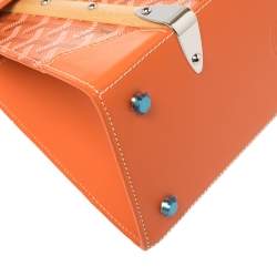 Pre Owned Goyard Orange Coated Canvas and Leather Saigon PM Top Handle Bag
