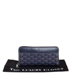 Pre Owned Goyard Blue Goyardline Coated Canvas  and Leather Matignon Zip Around Wallet