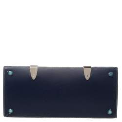 Pre Owned Goyard Navy Blue Goyardine Coated Canvas and Leather Saigon MM Top Handle Bag