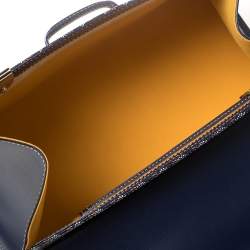 Pre Owned Goyard Navy Blue Goyardine Coated Canvas and Leather Saigon MM Top Handle Bag