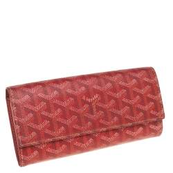 Pre Owned Goyard Red Goyardine Coated Canvas Varenne Continental Wallet