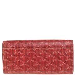 Pre Owned Goyard Red Goyardine Coated Canvas Varenne Continental Wallet