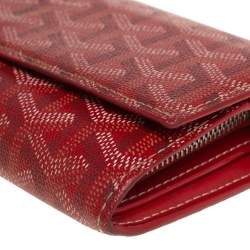 Pre Owned Goyard Red Goyardine Coated Canvas Varenne Continental Wallet