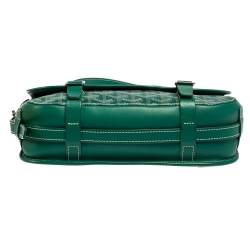 Pre Owned Goyard Green Goyardine Coated Canvas and Leather Belvedere MM Saddle Bag