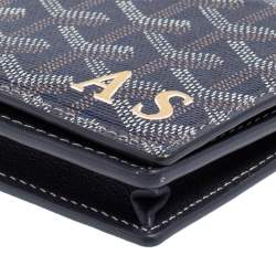 Pre Owned Goyard Navy Blue Coated Canvas Richelieu Wallet