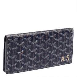 Pre Owned Goyard Navy Blue Coated Canvas Richelieu Wallet