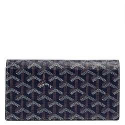 Pre Owned Goyard Navy Blue Coated Canvas Richelieu Wallet