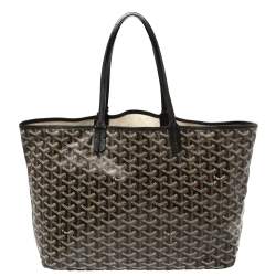 Pre Owned Goyard Black Goyardine Coated Canvas Saint Louis PM Tote