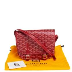 Pre Owned Goyard Red Goyardine Coated Canvas and Leather Belvedere PM Bag