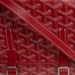 Pre Owned Goyard Red Goyardine Coated Canvas and Leather Belvedere PM Bag