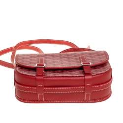 Pre Owned Goyard Red Goyardine Coated Canvas and Leather Belvedere PM Bag