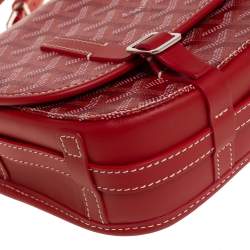 Pre Owned Goyard Red Goyardine Coated Canvas and Leather Belvedere PM Bag