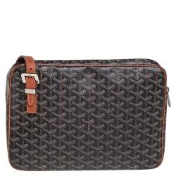 Pre Owned Goyard Brown/Black Goyardine Coated Canvas Yona MM Bag