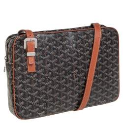 Pre Owned Goyard Brown/Black Goyardine Coated Canvas Yona MM Bag