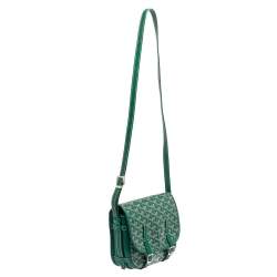 Pre Owned Goyard Green Goyardine Coated Canvas and Leather Belvedere PM Bag
