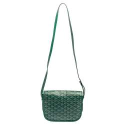Pre Owned Goyard Green Goyardine Coated Canvas and Leather Belvedere PM Bag
