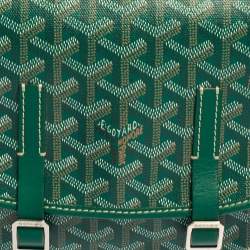 Pre Owned Goyard Green Goyardine Coated Canvas and Leather Belvedere PM Bag