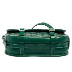 Pre Owned Goyard Green Goyardine Coated Canvas and Leather Belvedere PM Bag