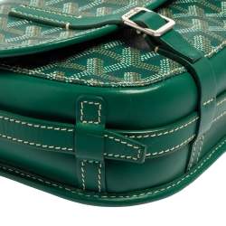 Pre Owned Goyard Green Goyardine Coated Canvas and Leather Belvedere PM Bag