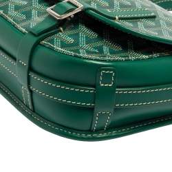 Pre Owned Goyard Green Goyardine Coated Canvas and Leather Belvedere PM Bag