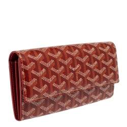 Pre Owned Goyard Red Goyardine Coated Canvas Varenne Continental Wallet