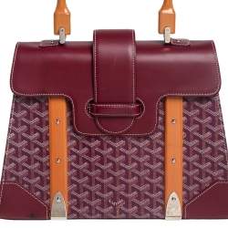 Pre Owned Goyard Burgundy Goyardine Coated Canvas and Leather Saigon MM Top Handle Bag
