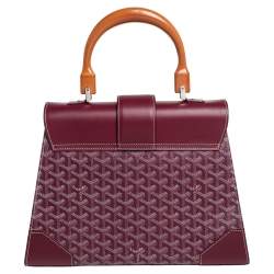 Pre Owned Goyard Burgundy Goyardine Coated Canvas and Leather Saigon MM Top Handle Bag